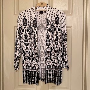 New without tags. Medium. Rafaela 100%cotton open cardigan. Black Ikat design.